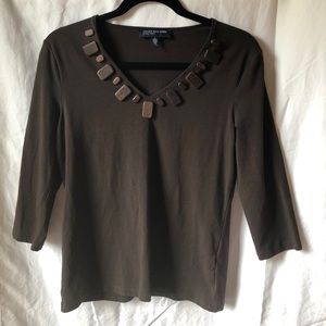 Jones New York Signature Top with Beaded Detail